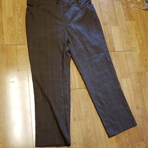 Dressbarn brown pinstripe plaid trousers sz 16